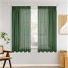 MIULEE Tende Trasparente Tenda per Interni Voile Trasparenti Camera da Letto Adatte Con Anelli Soggiorno Moderne Eleganti 2 Pezzi Verde Scuro 140 x 175 CM