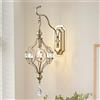 Ganeed Applique in cristallo antiche retro vintage stile francese rustico lampade da muro per corridoio portico soggiorno 1 Luce E14 Oro Champagne (1 pacco)