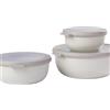 Mepal - Set di 3 Contenitori Cirqula Rotondo - Contenitori per Alimenti con Coperchio - Adatti come Contenitori Ermetici per Frigo, Freezer, Microonde - 350 ml, 750 ml & 1250 ml - Nordic White,
