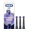 Oral-B Testine di Ricambio iO Series Radiant White Black, 3 testine rotonde originali per Spazzolino Elettrico, rimozione della placca, per lo sbiancamento dei denti
