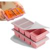 AGARES Vassoio per congelatore in silicone extra large con coperchio, 2 pezzi Super Cubes Freezer Tray - Vassoio per cubetti di ghiaccio grande - Produce 8 cubetti perfetti da 1 tazza (Rosa)