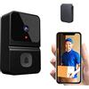 Generic Campanello con connessione WiFi 2.4G, ABS, campanello wireless per interni, cavo di ricarica USB, telecamera campanello, ancoraggi, nastro, viti, manuale per casa e comodità