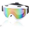 KASESSS Maschera Sci Unisex, Anti-Nebbia Maschera da Sci, Occhiali da Sci Protezione UV, Maschera Snowboard, Occhiali Sci, Occhiali da Neve per Attivit All'Aperto Snowboard Pattinaggio(Bianco)