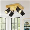 LVWIT Faretti Soffitto Nero, Faretto Orientabili con 4 Attacco GU10, Faretto Parete Interno Moderna, Lampadario Faretti per Barra,Salotto,Cameretta,Cucina, Corridoio Illuminazione (Senza Lampadina)