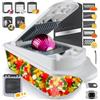 RüK Affettatrice per verdure e cipolle, multi 22 in 1, mandolina per verdure e frutta, con spremiagrumi, ricetta elettronica, 11 lame, separatore e affettatrice per uova, contenitore