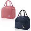 AMONENZ 2 Pezzi Borsetta Termica Piccola, Rosso e Blu Navy Borse Pranzo Ufficio, Borse Termica Pranzo con Tasche Laterali, Dotato di Due Maniglie Laterali, per Ufficio, Scuola, Casa