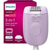 PHILIPS Epilatore Philips Serie 4000, epilatore da donna con filo per corpo e zona bikini, epilazione, rasatura e rifinitura, modello BRE257/00