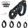 BDSMLOVE Gabbie per Pene con 4 Cockrings, gabbia castità per uomo, chastity cage per Prevenire L'erezione, gabbia per il cazzo SM bondage slave sex toys (XL)