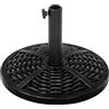 Mondeer Supporto per ombrellone, in plastica, 12 kg, Effetto Rattan, 38-48 mm, Rotondo, Nero