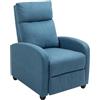 HOMCOM Poltrona Relax Reclinabile Manuale con Poggiapiedi, Poltrona Reclinabile Imbottita in Tessuto Effetto Lino per Camera da Letto, Salotto e Soggiorno, Blu