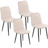 Baroni Home Set di 4 Sedie Moderne con Rivestimento in Velluto e Gambe in Ferro Nero, Poltrona da Soggiorno, Camera da Letto, Sala da Pranzo, Beige, 52x44x85 cm