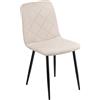 Baroni Home Sedia Moderna con Rivestimento in Velluto e Gambe in Ferro Nero, Poltrona da Soggiorno, Camera da Letto, Sala da Pranzo, Beige, 52x44x85 cm