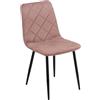 Baroni Home Sedia Moderna con Rivestimento in Velluto e Gambe in Ferro Nero, Poltrona da Soggiorno, Camera da Letto, Sala da Pranzo, Rosa, 52x44x85 cm