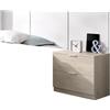 DEKIT GRUPO RIMOBEL BITO - Testiera a tre pannelli con comodino a due cassetti - Naturale/Bianco - 96 x 157 x 34,2 cm