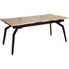 DRW Tavolo rettangolare estensibile in melammina effetto marmo travertino e metallo in nero e beige 76x240x90 cm
