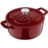 Navaris Pentola in Ghisa Smaltata con Coperchio - Casseruola Ø 24cm - Cocotte Zuppa di Cipolle - Forno Olandese - Pentole Smaltate - per Cuocere Il Pane da Forno e Arrosto - Rosso