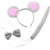 CATMEYE Costume Topo per Bambini - Cerchietto con Orecchie, Papillon e Coda, Set Accessori Animali per Cosplay, Carnevale, Compleanni, Natale e Feste a Tema (Grigio)