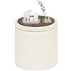 PINPLUS Pouf Contenitore Rotondo Pieghevole, in Teddy Bouclé, con Coperchio Ribaltabile come Tavolino, per Soggiorno e Camera, Ø 33 x 35 cm, Bianco
