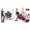 Sunny Health & Fitness Sunny Health and Fitness Total Body Smart 2-in-1 Stepper Machine, Total Body Workout, Adjustable + Smart Compact Adjustable Rowing Machine, 12 Levels Adjustable Resistance