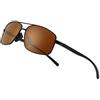 SUNGAIT Occhiali da Sole Leggeri Rettangolari Polarized Mens UV400 Protection (Lente con Montatura in Metallo Nero e Lente Marrone)