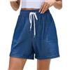 Yukiuiny Pantaloncini Bermuda in 90% Cotone per Donna, Casual con Vita Elastica, Tasche e Perfetti per L'Estate - Pantaloni Corti o Pantaloncini Pigiama,Blu Denim(90% Cotone)/S