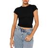 Kxydlww Maglietta Donna T-Shirt Girocollo a Maniche Corte con vestibilità Classica Sexy Top Solido Taglio Slim Aderente Ragazza Y2K Maglie Maglia Basic Evolution T