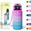 Motswedi Borraccia, 500ML Con Paglia, Borraccia Bambini, Senza BPA, Borracce con Cannuccia, Bottiglia d'acqua Motivazionale con Indicatore del Tempo, Bottiglia Acqua per Scuola, Sport, Yoga - Rosa&Ciano