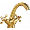NIUKOMY Rubinetto da Bagno Lavello Ottone Oro, Miscelatore Bagno Doppia Maniglia, Rubinetti Lavabo Acqua Fredda e Calda con Tubo Flessibile