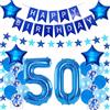 Hongyantech Palloncini 50 compleanno uomo decorazione compleanno 50 anni uomo blu,palloncino foil 50 compleanno uomo, decorazione 50 compleanno uomo decorazione 50°compleanno uomo blu