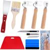 Swpeet 9Pcs Carta da Parati Piatta Cuoio Rullo con Assortiti Strumenti di Carta da Parati Kit, Corner Roller Putty Coltello Pennello di Vernice in Legno Artigianato Coltello Squeegees Blu