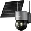 SHANNA Telecamera con SIM 4G da Esterno,2K Telecamera con Pannello Solare e SIM,10400mAh Batteria & Pannello Solare da 6 Watt,Rilevamento di movimento,Visione Notturna a Colori,Tracciamento Automatico,IP66
