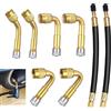 Uliwamowi 8 Pezzi Prolunga Valvola Pneumatico, Estensione Valvola Pneumatico Angolare 45° 90° 135°, con 2 Prolunghe Flessibili 180mm e 6 Cappucci Metallici, Adattatore Valvola Schrader per Auto Bici Scooter