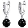 POPLYKE Orecchini a goccia in argento Sterling placcato oro con onice nero e filograna, orecchini a leva con tormalina nera, gioielli regalo per donne, 0,32 x 1,0 Zoll / 8,2 x 25,4 mm, Argento