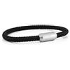 Akitsune Bracciale Silvus in nylon | Spessore 5 mm | Bracciale da donna e da uomo in acciaio inossidabile con chiusura magnetica - Argento opaco - Nero 18,5 cm