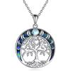 YAFEINI Collana con Albero Della Vita Collana con Ciondolo Pentagramma con Nodo Celtico in Pietra di Luna in Argento Sterling 925 per Gioielli da Donna