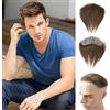 Lordhair Parrucca Uomo PU Frontale,100% Remy Human Hair per Protesi Capelli da Uomo,Toupee European Human Hair Pieces For Men