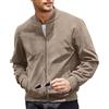 TOSHIKII Giacca Casual in camoscio Finto da Uomo Vintage Suede Varsity Giacca Leggera in camoscio Bomber Giacche