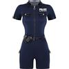 winying Costume da poliziotto sexy da donna, a maniche corte, con cintura e portafoglio, per Halloween, blu navy, XL