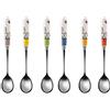 Egan Set di 6 Cucchiaini con Manici in ceramica Colorati Linea Le Casette, 15x2.3x1