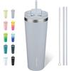 BJPKPK Bicchiere termico in acciaio inox da 760 ml, con coperchio e cannuccia, da viaggio, per caffè e caffè, per donne e uomini, blu moderno