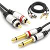 VITALCO RCA a Jack 6.3mm Cavo 1.5m 2RCA Phono a 2x Jack TS Mono Connettore Audio Maschio Stereo OFC