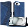 YIRRANZD Custodia per iPhone 16e, Cover a Libro in Pelle PU con Slot Cart e Silicone TPU Bumper, Flip Caso Portafoglio Cover per iPhone 16e (Blu)