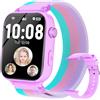 PTHTECHUS Orologio Smartwatch Bambini GPS 4G, Smartwatch Bambino Bambina con Telefono, Videochiamata Chat Vocale Sveglia Contapassi Camera Modalità Classe, Regalo per Ragazza e Ragazzo 4-12 Anni, Viola Medio