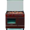 La Germania Cucina a Gas con Forno a Gas Ventilato con Grill 90x60 cm Marrone con Coperchio in Cristallo