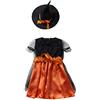 Generic Costume da Strega per Bambina - Vestito Halloween Carnevale Streghetta con Cappello - Completo per Party, Cosplay e Feste 2-15 anni