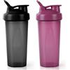 AOGOE Protein Shaker, 2PCS Shaker Proteico 600 ML, Bottiglia per Shaker con Tappo a Vite e Sfera di Miscelazione, Borraccia Palestra a Prova di Perdite con Maniglia, per Frullati Proteici, Senza BPA