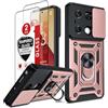 LeYi Cover per Xiaomi Redmi Note 13 Pro 4G/ Poco M6 Pro 4G con Vetro Temperato [2 Pack], Custodia con Protezione Fotocamera [Slidable] Antiurto Militare Anello Supporto TPU Bumper Antiurto Case, Rosa