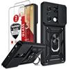 LeYi Cover per Redmi Note 13 Pro 4G (Non per 5G)/Xiaomi Poco M6 Pro 4G con Vetro Temperato, Custodia con Protezione Fotocamera [Slidable] Antiurto con Anello Supporto TPU Bumper Antiurto Case, Nero