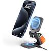 LULULOOK Caricatore per iPhone 3 in 1, 100% in Alluminio, LULULOOK Caricatore per iPhone/iWatch/Airpods, Caricatore per iPhone, Caricatore Wireless per iPhone, 16/15 Pro/Max, 5W per iWatch, AirPods (Grigio)