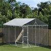 IKAYAA Recinto per cani da esterno Kennel per Cani da Esterno Recinto per Animali Gabbia Cani con Copertura-3 x 4.5 x 2.5 m
